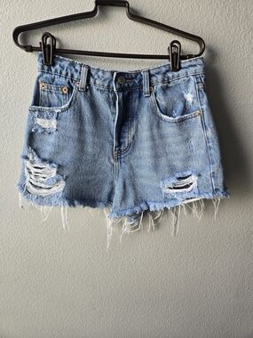 Signature Light Blue Distressed Denim Cutoff Shorts Size Small